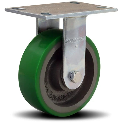 Vanguard Rigid Caster with 6" x 2" Duralast Polyurethane (95A) on Cast Iron Wheel with 1/2" Sealed Precision Ball Bearings Hamilton