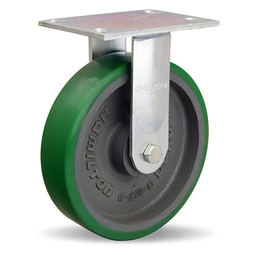 Vanguard Rigid Caster with 8" x 2" Duralast Polyurethane (95A) on Cast Iron Wheel with 1/2" Sealed Precision Ball Bearings Hamilton