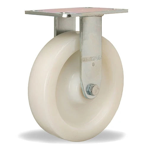 Vanguard Rigid Caster with 8" x 2" White Nylon Wheel with 1/2" Sealed Precision Ball Bearings Hamilton