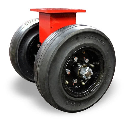 Hamilton 7500 lbs Load Capacity Rigid Caster - Dual 21" Solid Pneumatic Tires with 1-1/4" Tapered Roller Bearing - Heavy Duty Ground Support Hamilton