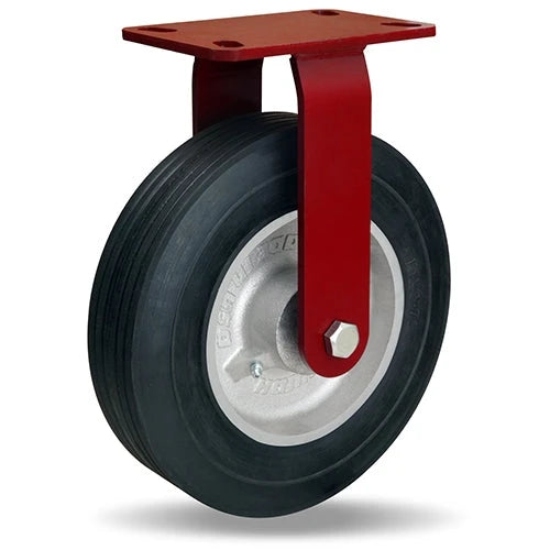 Hamilton 10-inch Cush-N-Flex Rigid Caster - 700 lbs Load Capacity, Super-Flex Rubber (60A) on Aluminum Wheel, 3/4" Straight Roller Bearing - R-8010-SU Hamilton