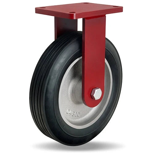 Hamilton 12" Cush-N-Flex Rigid Caster - 800 lbs Load Capacity - Super-Flex Rubber (60A) on Aluminum Wheel, 1" Straight Roller Bearing - R-8012-SU for E-commerce Hamilton