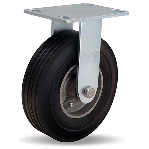 R-8208-SU Hamilton Cush-N-Flex Rigid Caster: 8" Super-Flex Rubber (60A) on Aluminum Wheel with 3/4" Roller Bearing Hamilton