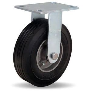 R-8208-SU Hamilton Cush-N-Flex Rigid Caster: 8" Super-Flex Rubber (60A) on Aluminum Wheel with 3/4" Roller Bearing Hamilton