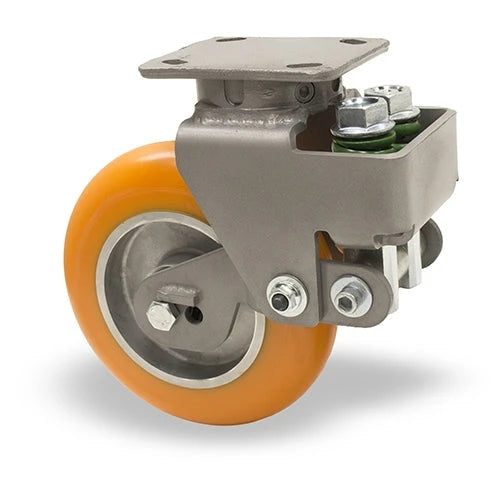 Hamilton 8" x 2" Aerospace Rigid Caster - 980 lbs Load Capacity - Ergo-Tech Polyurethane on Aluminum Wheel - Spring Loaded Heavy Service with Sealed Precision Bearings Hamilton