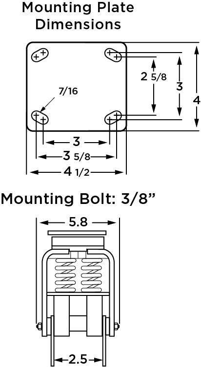 Hamilton Aerospace 6"x2" UltraGlide Ergo Twin Wheel Rigid Caster - Blue Crown 85A Tread on Aluminum - Sealed Precision Bearings Hamilton