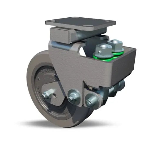 Hamilton Aerospace 6"x2" Spring Loaded Spinfinity Rigid Caster - UltraGlide Twin Wheel Grey Crown on Aluminum Core with Sealed Bearings -  | CasterHQ