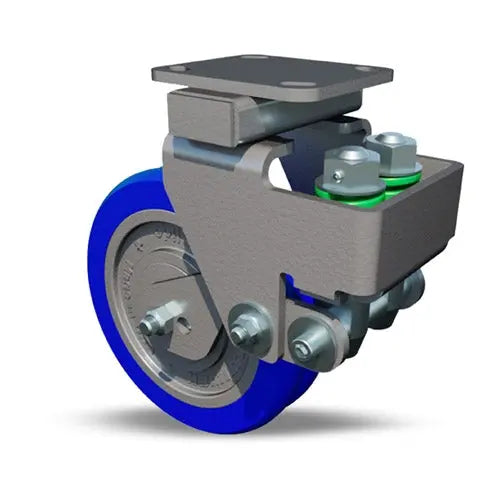 Hamilton Aerospace 8" x 2" Spinfinity (WH) Rigid Caster - UltraGlide Twin Wheel, Blue Crown 85A Tread, 1/2" Sealed Precision Bearings -  | CasterHQ