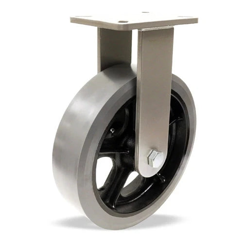 Hamilton Champion Rigid Caster with 12" x 3" DuraGlide 1" thick Polyurethane (95A) on Cast Iron Wheel with 3/4" Sealed Precision Ball Bearings Hamilton