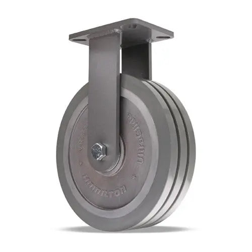 Hamilton Champion Rigid Caster with 12" x 3" UltraGlide (95A) Triple Wheel Black Tread on Aluminum Core with 3/4" Sealed Precision Ball Bearings -  | CasterHQ