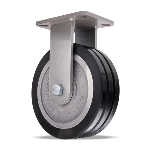 Hamilton Champion Rigid Caster with 10" x 3" UltraGlide (70D) Triple Wheel Black Tread on Aluminum Core with 3/4" Sealed Precision Ball Bearings Hamilton