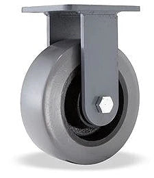 Hamilton Champion Rigid Caster with 6" x 3" DuraGlide 1" thick Polyurethane (95A) on Cast Iron Wheel with 3/4" Sealed Precision Ball Bearings Hamilton