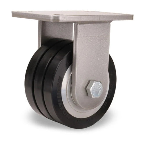 Hamilton Champion Rigid Caster with 6" x 3" UltraGlide (70D) Triple Wheel Black Tread on Aluminum Core with 3/4" Sealed Precision Ball Bearings Hamilton