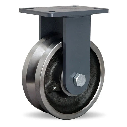 Hamilton Champion 4000 lbs Load Capacity Rigid Caster - 8" x 3" Forged Steel V-Grooved Wheel with 3/4" Precision Tapered Roller Bearings - R-CH-83FVT CasterHQ