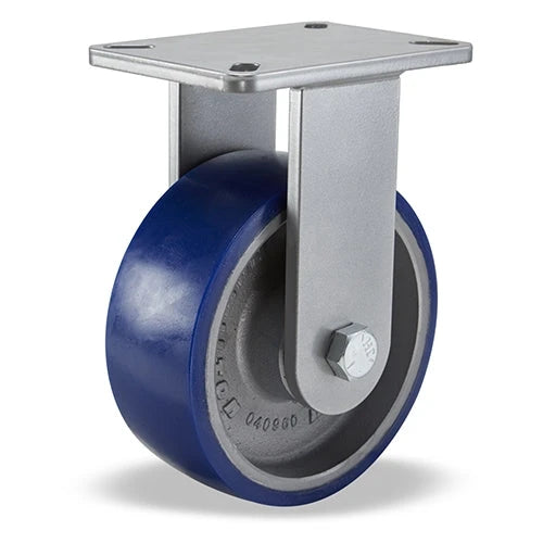 Hamilton Champion Rigid Caster with 8" x 3" Ergo-Glide Polyurethane (85A) on Cast Iron Wheel with 3/4" Sealed Precision Ball Bearings    Download CAD (step file)  Request CAD File   PDF Datasheet Hamilton
