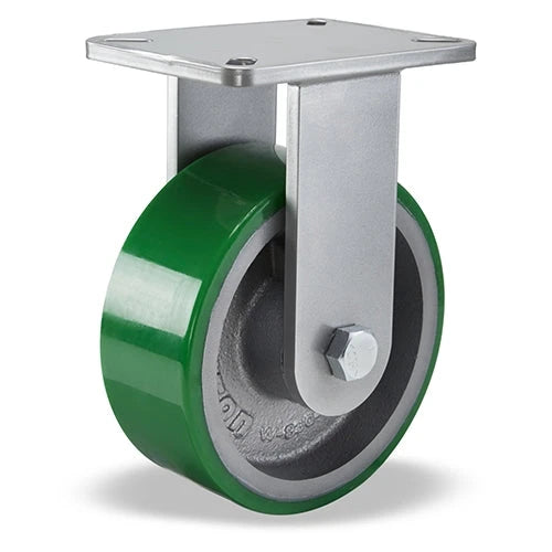 Hamilton Champion Rigid Caster with 8" x 2 1/2" Duralast® Polyurethane (95A) on Cast Iron Wheel with 3/4" Precision Ball Bearing Hamilton