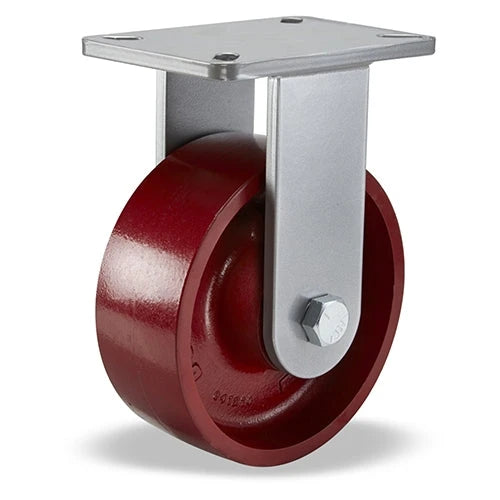 Hamilton Champion Rigid Caster with 8" x 2 1/2" Metal Wheel with 1" Straight Roller Bearing Hamilton