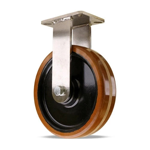 Hamilton 3200 lbs Champion Stainless Steel Rigid Caster - 12"x3" Laminated Plastex Phenolic Wheel with Precision Bearings Hamilton