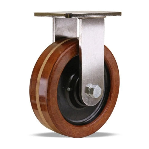 Hamilton R-CHS-13LPSB Stainless Steel Rigid Caster - 10" x 3" Laminated Plastex Phenolic Wheel - 3200 lbs Load Capacity - 3/4" Double Shielded Ball Bearings for High-Duty E-commerce Hamilton