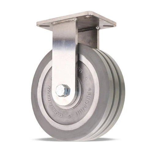 Hamilton R-CHS-13SWF95 Stainless Steel Rigid Caster - 10x3 UltraGlide Triple Wheel (95A) - 3200 lbs Load Capacity with Sealed Bearings Hamilton