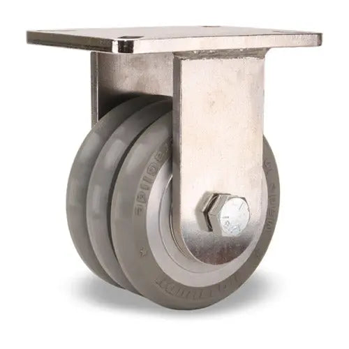 Hamilton R-CHS-63SWC95 Stainless Steel Champion Rigid Caster - 6"x3" UltraGlide (95A) Triple Wheel, 2600 lbs. Load Capacity with Sealed Precision Ball Bearings -  | CasterHQ
