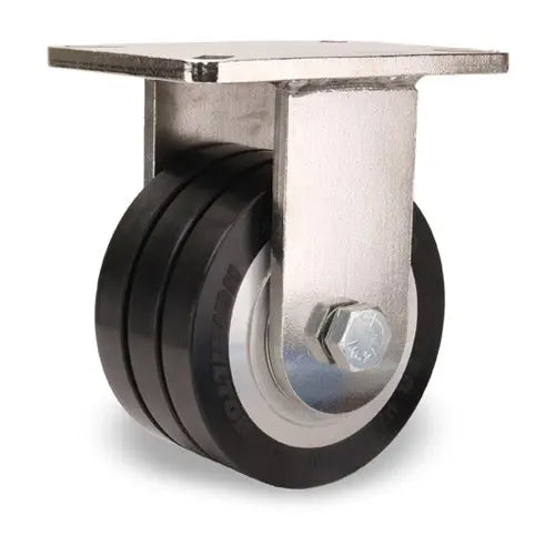 Hamilton R-CHS-63SWF70D Stainless Steel Rigid Caster - 3100 lbs. Capacity, 6"x3" UltraGlide (70D) Black Tread on Aluminum, Precision Bearings -  | CasterHQ