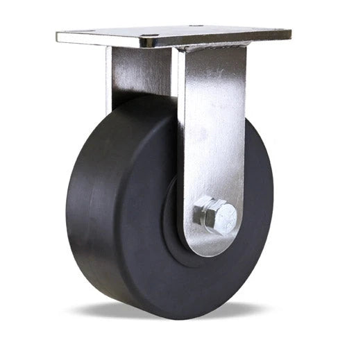 Hamilton 8" Champion Stainless Steel Rigid Caster - 3200 lbs Load Capacity with Nylast Cast Nylon Wheel & Double Shielded Bearings Hamilton