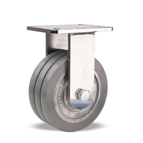3200 lbs. Hamilton Stainless Steel Champion 8x3 UltraGlide(95A) Triple Wheel Rigid Caster with Aluminum Core & Precision Bearings - R-CHS-83SWC95 Hamilton