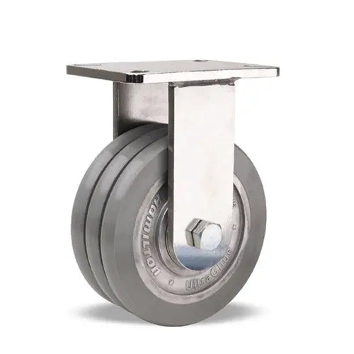 3200 lbs. Hamilton Stainless Steel Champion 8x3 UltraGlide(95A) Triple Wheel Rigid Caster with Aluminum Core & Precision Bearings - R-CHS-83SWC95 -  | CasterHQ
