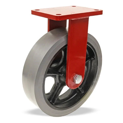 Hamilton Extra Heavy Duty Rigid Caster with 12" x 3" DuraGlide 1" Thick Polyurethane (95A) on Cast Iron Wheel with 3/4" Sealed Precision Ball Bearings Hamilton