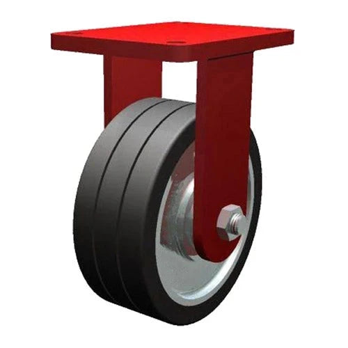 Hamilton Extra Heavy Duty Rigid Caster with 12" x 3" UltraGlide™ (70D) Triple Wheel Black Tread on Aluminum Core with 3/4" Precision Ball Bearings CasterHQ
