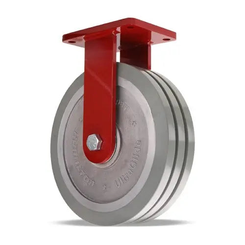 Hamilton Extra Heavy Duty Rigid Caster with 12" x 3" UltraGlide™ (95A) Triple Wheel Black Tread on Aluminum Core with 3/4" Precision Ball Bearings -  | CasterHQ