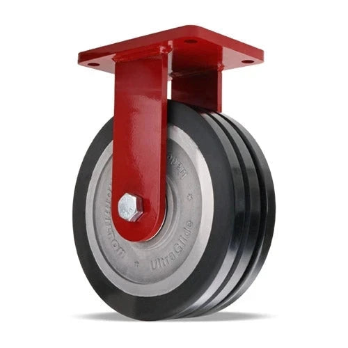 Hamilton Stainless Steel Extra Heavy Duty Rigid Caster with 10" x 3" UltraGlide™ (70D) Triple Wheel Black Tread on Aluminum Core with 3/4" Sealed Precision Ball Bearings CasterHQ
