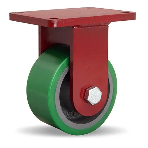 Hamilton Extra Heavy Duty Rigid Caster with 6" x 3" Duralast® Polyurethane (95A) on Cast Iron Wheel with 3/4" Sealed Precision Ball Bearings CasterHQ