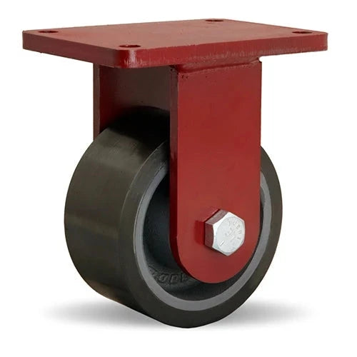 Hamilton Extra Heavy Duty Rigid Caster with 6" x 3" Duralast XC® Polyurethane (70D) on Cast Iron Wheel with 3/4" Sealed Precision Ball Bearings CasterHQ