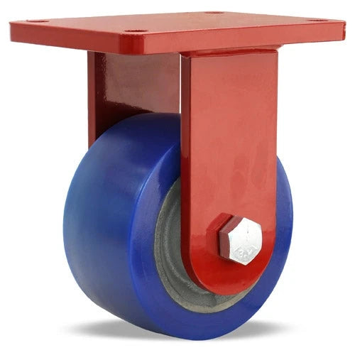Hamilton Extra Heavy Duty Rigid Caster with 6" x 3" Ergo-Glide XT 1" Thick Polyurethane (85A) on Cast Iron Wheel with 3/4" Sealed Precision Ball Bearings Hamilton