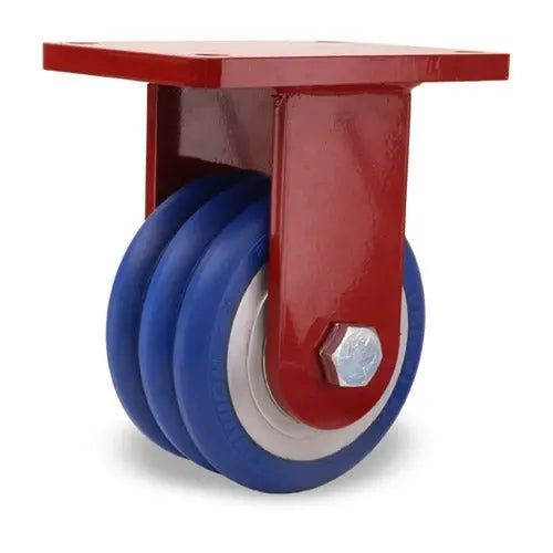 Hamilton Extra Heavy Duty Rigid Caster with 6" x 3" UltraGlide™ (85A) Triple Wheel Blue Tread on Aluminum Core with 3/4" Sealed Precision Ball Bearings -  | CasterHQ