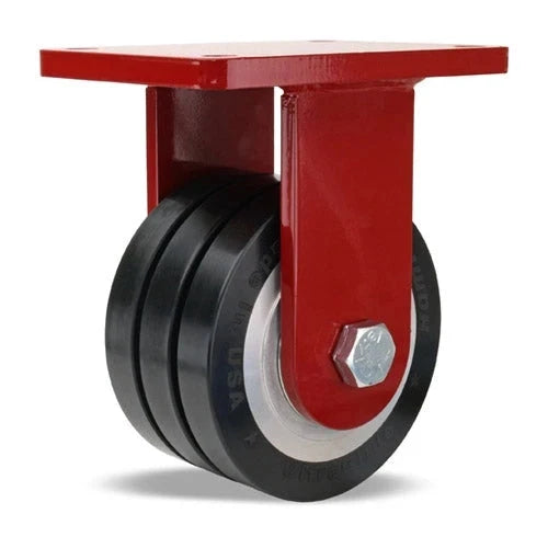 Hamilton Extra Heavy Duty Rigid Caster with 6" x 3" UltraGlide™ (70D) Triple Wheel Black Tread on Aluminum Core with 3/4" Sealed Precision Ball Bearings CasterHQ