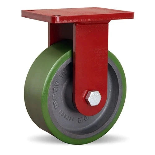 Hamilton Extra Heavy Duty Rigid Caster with 8" x 3" Duralast® Polyurethane (95A) on Cast Iron Wheel with 3/4" Sealed Precision Ball Bearings CasterHQ