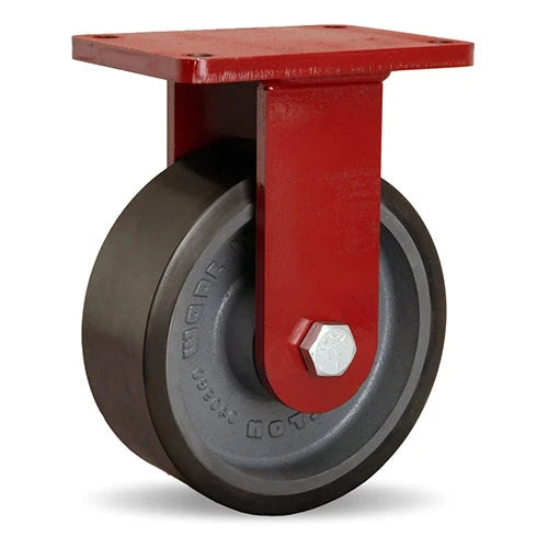 Hamilton Extra Heavy Duty Rigid Caster with 8" x 3" Duralast XC® Polyurethane (70D) on Cast Iron Wheel with 3/4" Sealed Precision Ball Bearings Hamilton