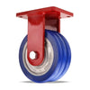 Hamilton Extra Heavy Duty Rigid Caster with 8" x 3" UltraGlide™ (85A) Triple Wheel Blue Tread on Aluminum Core with 3/4" Sealed Precision Ball Bearings CasterHQ