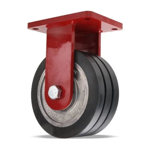Hamilton Extra Heavy Duty Rigid  Caster with 8" x 3" UltraGlide™ (70D) Triple Wheel Black Tread on Aluminum Core with 3/4" Sealed Precision Ball Bearings CasterHQ