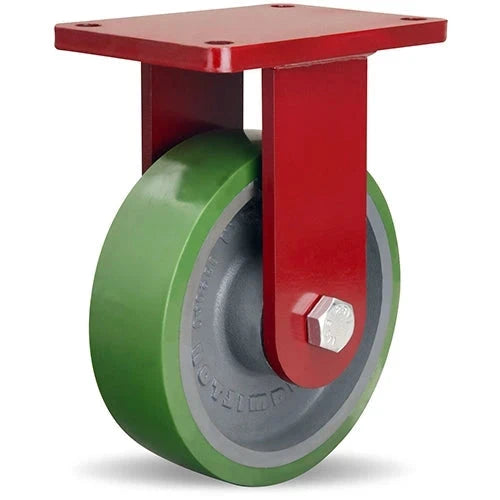 Hamilton Extra Heavy Duty Rigid Caster with 8" x 2 1/2" Duralast® Polyurethane (95A) on Cast Iron Wheel with 3/4" Sealed Precision Ball Bearing CasterHQ