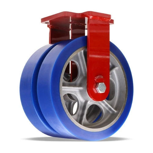 Hamilton Extra Heavy Duty Dual-Wheel Rigid Caster with 12" x 3" Ergo-Glide XT 1" thick Polyurethane (85A) Wheels with 3/4" Sealed Precision Ball Bearings Hamilton