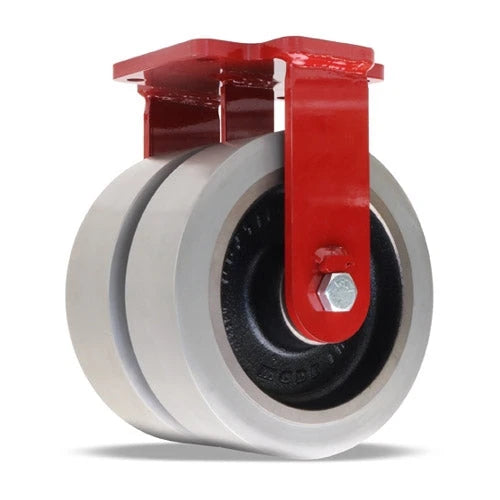 Hamilton Extra Heavy Duty Dual-Wheel Rigid Caster with 12" x 3" DuraGlide Wheel 1" thick Polyurethane (95A) Wheels with 3/4" Sealed Precision Ball Bearings Hamilton