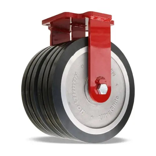 Hamilton Extra Heavy Duty Dual-Wheel Rigid Caster with 12" x 3" UltraGlide  (70D) Triple Wheel Black Tread on Aluminum Core with 3/4" Sealed Precision Ball Bearings -  | CasterHQ