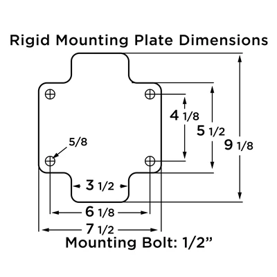 Hamilton Extra Heavy Duty Dual-Wheel Rigid Caster with 12" x 3" UltraGlide  (70D) Triple Wheel Black Tread on Aluminum Core with 3/4" Sealed Precision Ball Bearings Hamilton