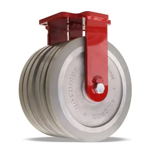 Hamilton Extra Heavy Duty Dual-Wheel Rigid Caster with 12" x 3" UltraGlide™ (95A) Triple Wheel Grey Tread on Aluminum Core with 3/4" Sealed Precision Ball Bearings -  | CasterHQ