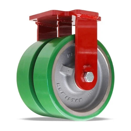 Hamilton Extra Heavy Duty Dual-Wheel Rigid Caster with 10" x 3" Duralast® Polyurethane (95A) on Cast Iron Wheels with 3/4" Sealed Precision Ball Bearings CasterHQ