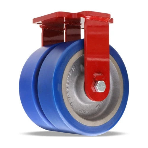 Hamilton Extra Heavy Duty Dual-Wheel Rigid Caster with 10" x 3" Ergo-Glide XT 1" thick Polyurethane (85A) Wheels with 3/4" Sealed Precision Ball Bearings Hamilton